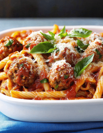 Three-Cheese Meatball Mostaccioli