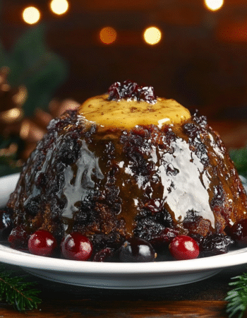 Traditional Plum Pudding with Brandy Butter Sauce