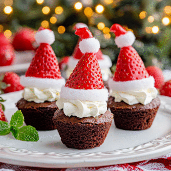santa hat brownie bites