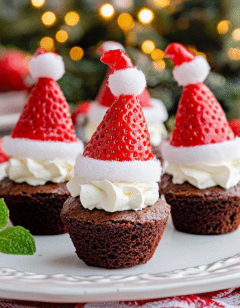 santa hat brownie bites