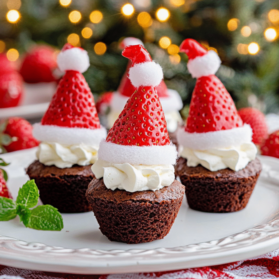 santa hat brownie bites