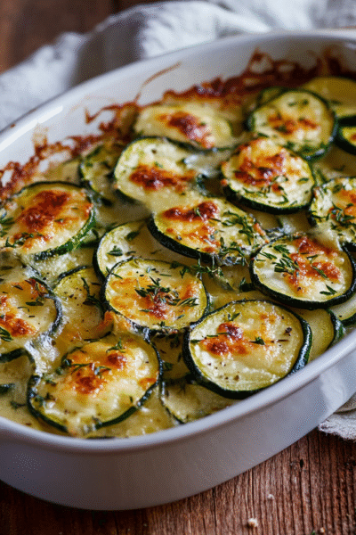 Baked courgette gratin