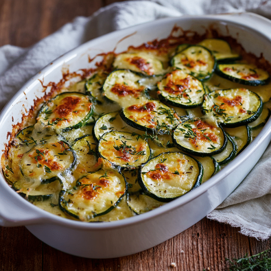 Baked courgette gratin