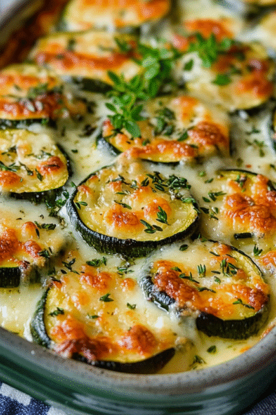 Baked courgettes with Emmental cheese