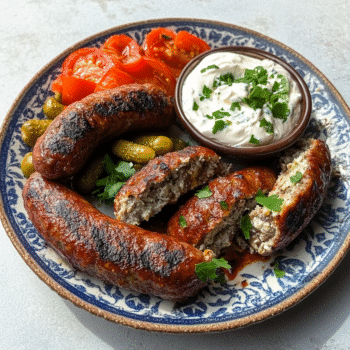 Bosnian Grilled Sausages with Cheese Spread