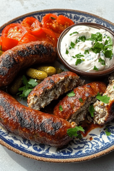 Bosnian Grilled Sausages with Cheese Spread