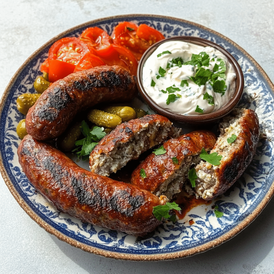 Bosnian Grilled Sausages with Cheese Spread