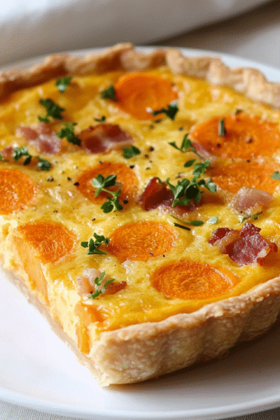 Carrot and bacon quiche