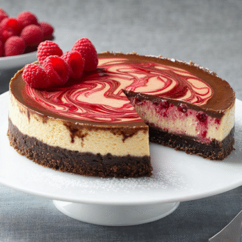 Chocolate Cheesecake With Raspberry Swirl