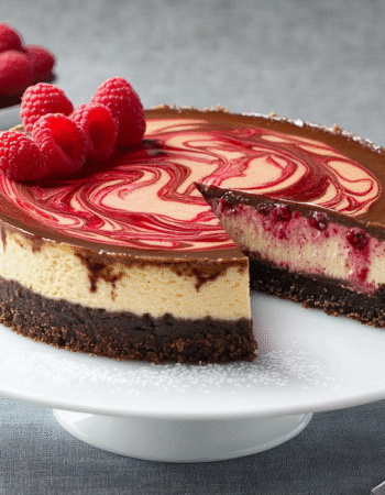 Chocolate Cheesecake With Raspberry Swirl