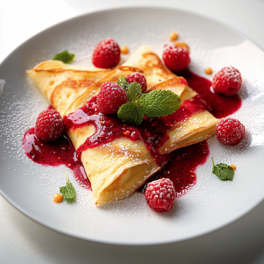 Crepes With Raspberry-Cassis Sauce