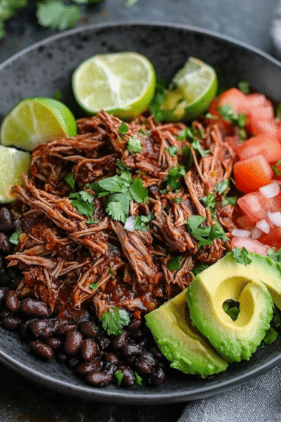 Cuban Shredded Beef with Black Beans