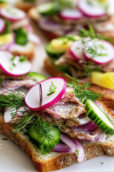 Danish Open-Faced Sandwiches with Pickled Herring