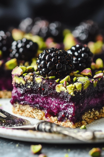 Easy Keto Blackberry Pistachio Dessert Bars