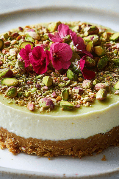 Easy No-Bake Pistachio Cheesecake