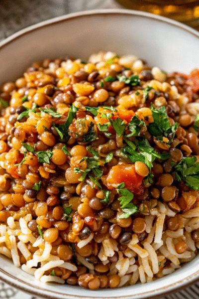 Egyptian Lentils, Rice, and Pasta Mix
