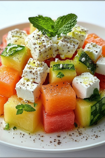 Fresh Melon and Feta Tetris Salad