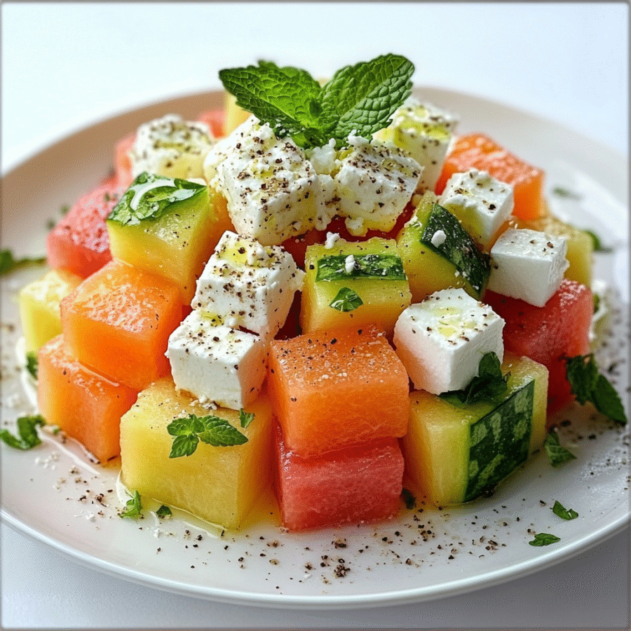 Fresh Melon and Feta Tetris Salad: A Refreshing Delight! 6 Fresh Melon and Feta Tetris Salad