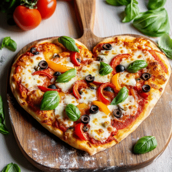 Heart-Shaped Fathead Pizza with Fresh Toppings
