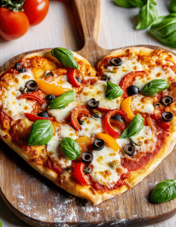Heart-Shaped Fathead Pizza with Fresh Toppings
