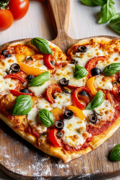 Heart-Shaped Fathead Pizza with Fresh Toppings