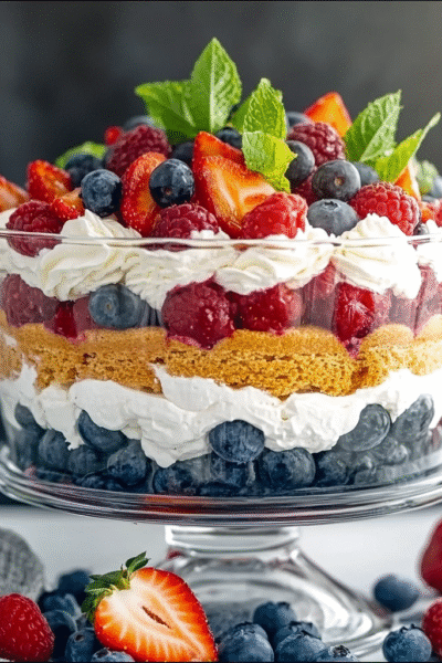 Heavenly Keto Berry Trifle Cake