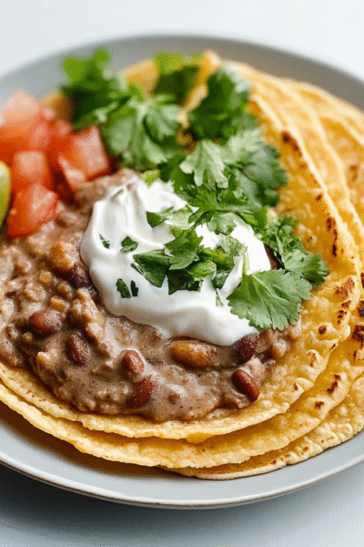 Honduran Flour Tortillas with Beans and Cream