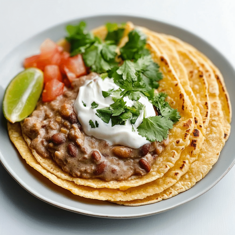 Honduran Flour Tortillas with Beans and Cream