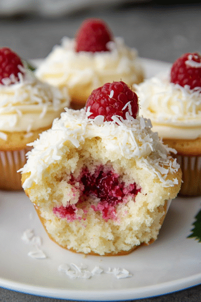 Keto Coconut Raspberry Cupcakes