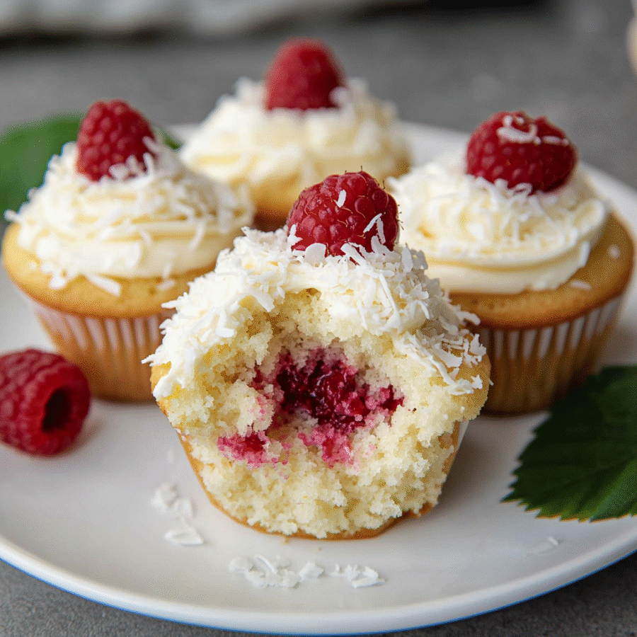 Keto Coconut Raspberry Cupcakes