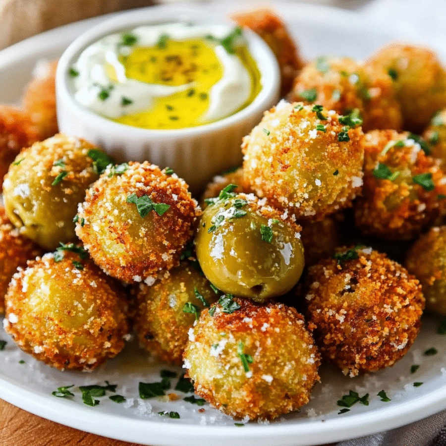 Keto Fried Olives with Garlic Aioli