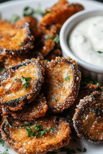Keto Fried Sliced Mushrooms with Ranch