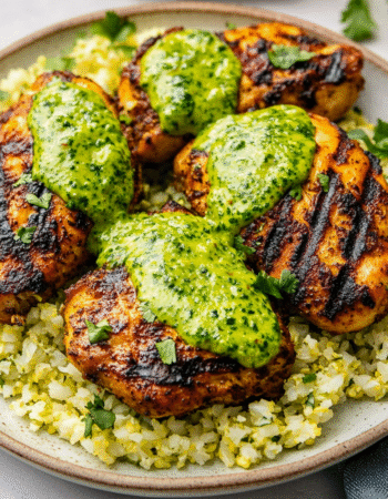 Keto Peruvian Chicken and Cauliflower Rice with Green Sauce