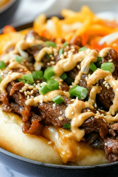 Keto Spicy Kimchi Bulgogi Cheesesteak Bowl
