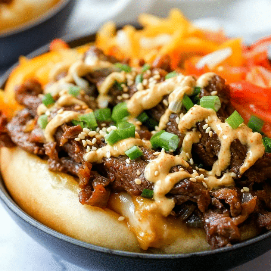 Keto Spicy Kimchi Bulgogi Cheesesteak Bowl