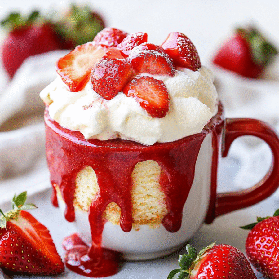 Keto Strawberries and Cream Mug Cake