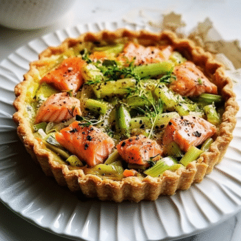 Leek and salmon tart