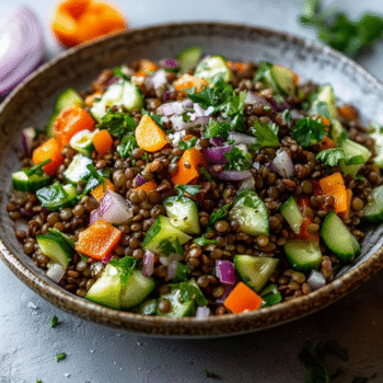 Lentil salad with vegetables