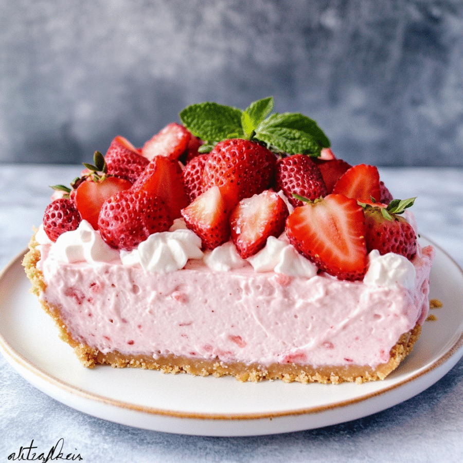 Low Carb No-Bake Strawberry Mousse Pie