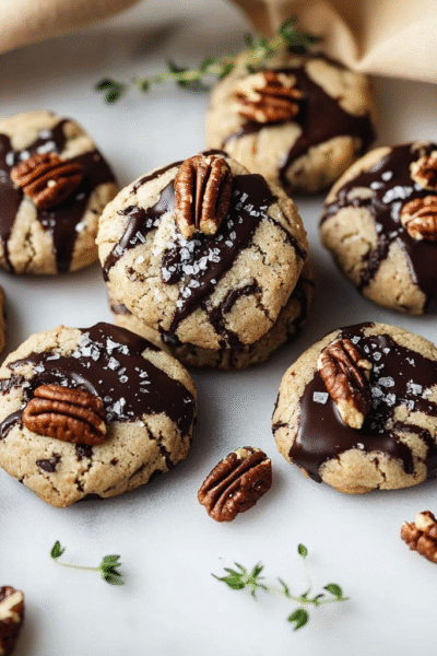 Low-Carb Pecan Softies with Sea Salt and Dark Chocolate