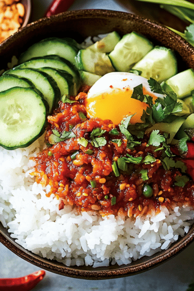 Malaysian Coconut Rice with Spicy Sambal