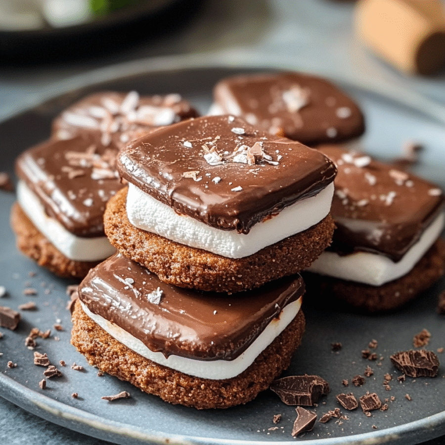Malt Chocolate and Marshmallow Sandwiches