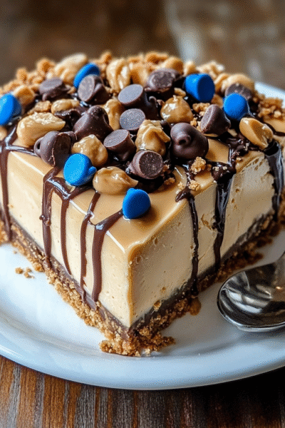 Monster Cookie PB Cheesecake Pie