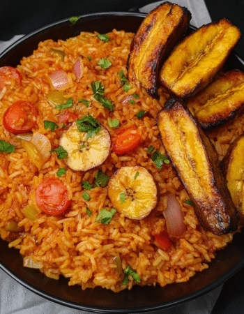 Nigerian Jollof Rice with Plantains