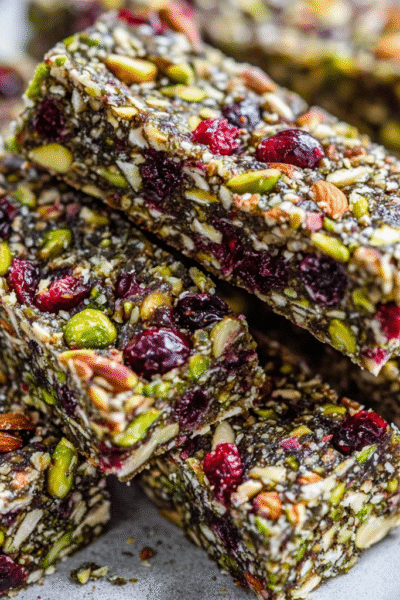 Nutritious Keto Pistachio Cranberry Energy Bars