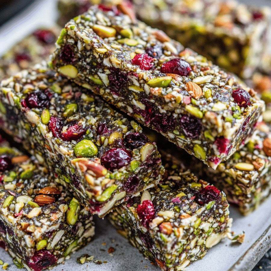 Nutritious Keto Pistachio Cranberry Energy Bars