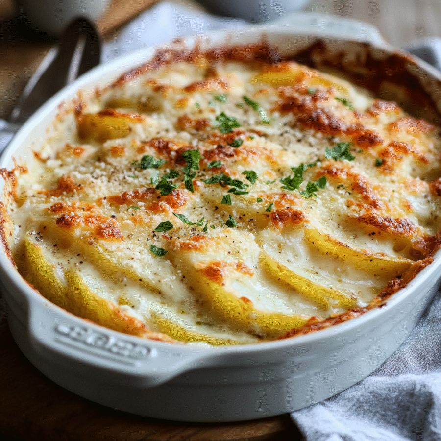 Potato gratin with bchamel sauce
