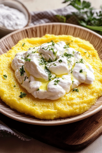 Romanian Polenta with Cheese and Sour Cream