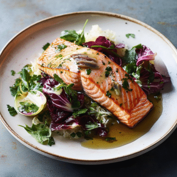 Salmon With Radicchio and Anchovy Sauce