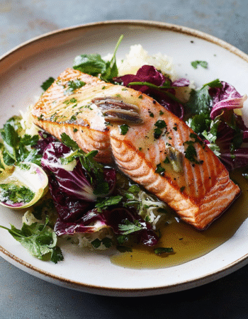 Salmon With Radicchio and Anchovy Sauce